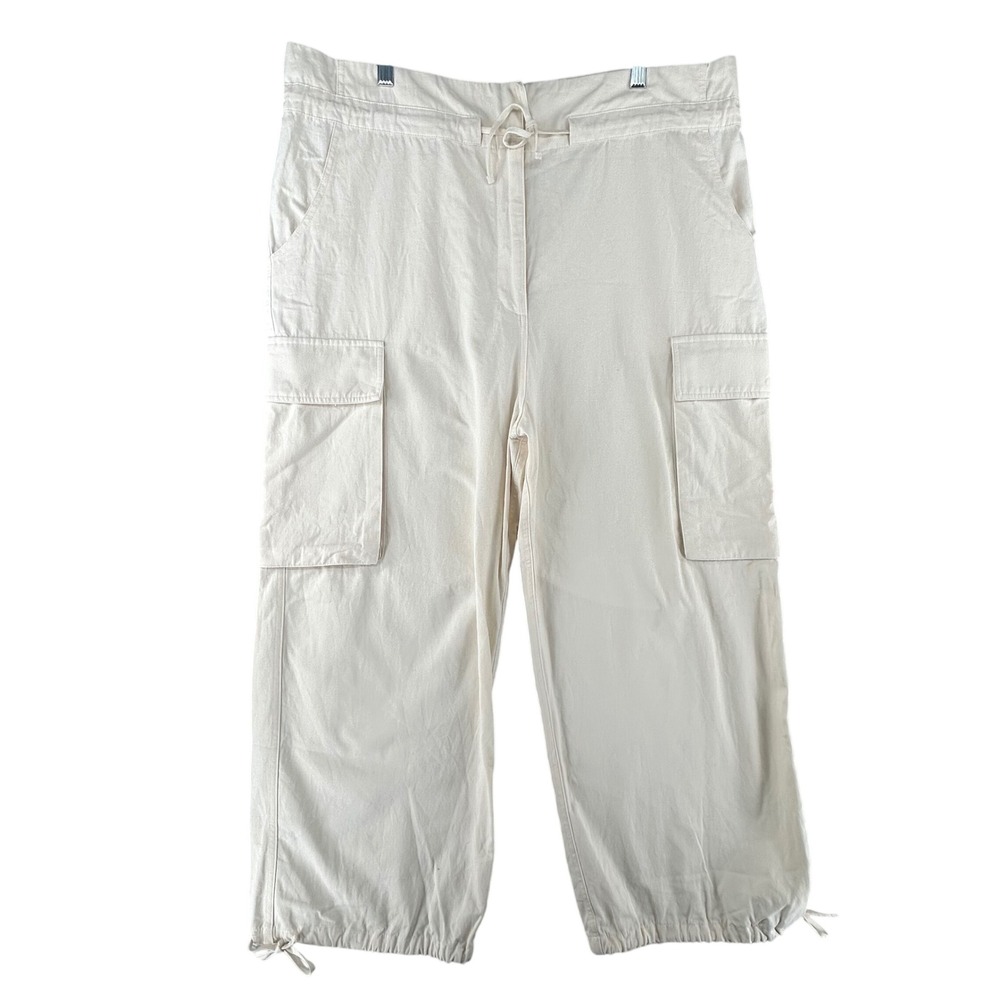 Urban‎ Outfitters Beige Utility Cargo Pants Drawstring 100% Cotton Womens Large